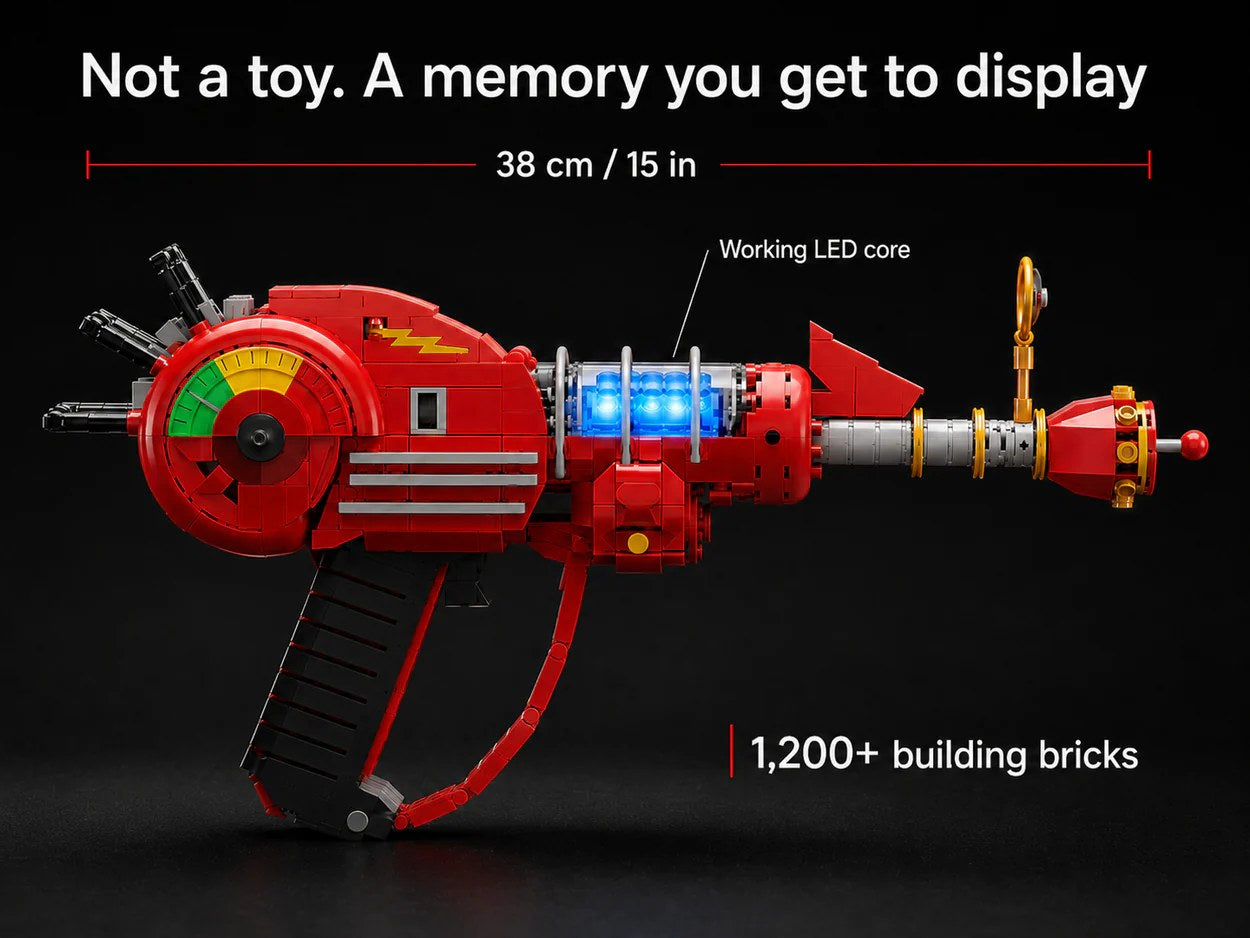 Glowing Ray Brick Gun — dimensions and features